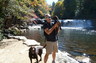 Mason and Fisher exploring a park in North Carolina