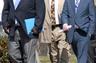 From left to right: Valley NAACP President Greg Johnson, Ansonia Police Officer Mustafa Salahuddin, and Rob Serafinowicz enroute to a March 2010 press conference on the Derby Town Green to address the jury finding Officer Salahuddin not guilty.