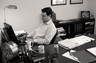 Ben types up a brief for one of his cases.
