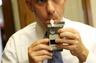 John Brangwin providing a breath sample into a Alco-Sensor III PBT.  The device read over 3 times the legal limit of .08.  John had NOT drank any alcohol.  He did rinse his mouth with Scope.