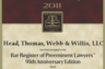 William C. Head recognized for his legal ability and ethical standards, for 2011