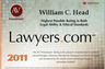 Largest search engine for locating attorneys rates WCH highest possible ratings in legal ability and ethical standards.