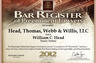 Martindale-Hubbell Registry of Preeminent Law 2012 Award for Law Firm and Mr. Head.