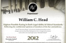 2012 Judicial Edition Top Rating Certificate from Martindale-Hubbell.