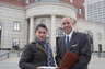 With a client in front of the United States District Court in White Plains.